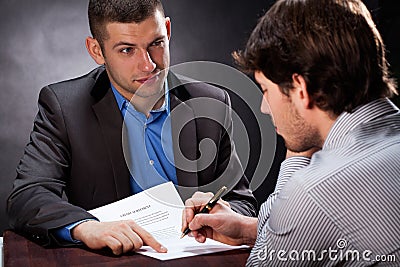 Dishonest businessman Stock Photo