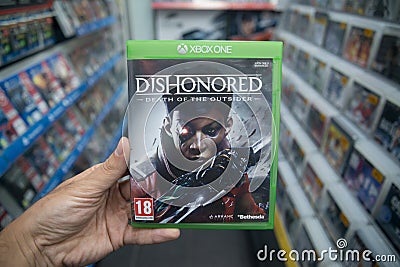 Dishonored: Death of the outsiders videogame on Microsoft XBOX One console Editorial Stock Photo