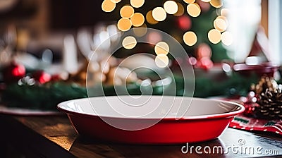 Dishware and crockery set for winter holiday family dinner, Christmas homeware decor for holidays in the English country Stock Photo