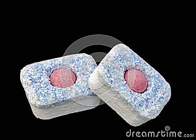 Dishwasher detergent tablets macro isolated Stock Photo