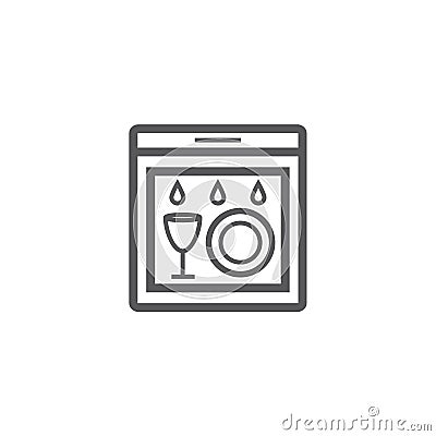 Dishwasher line icon. Household appliances symbol. Vector sign for web graphic. Vector Illustration