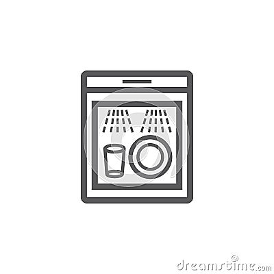 Dishwasher line icon. Household appliances symbol. Vector sign for web graphic. Vector Illustration