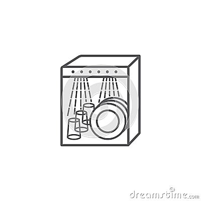 Dishwasher line icon. Household appliances symbol. Vector sign for web graphic. Vector Illustration