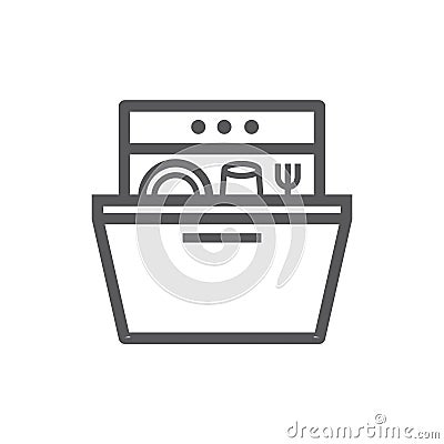 Dishwasher line icon. Household appliances symbol. Vector sign for web graphic. Vector Illustration