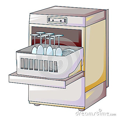 Dishwasher machine icon, cartoon style Vector Illustration