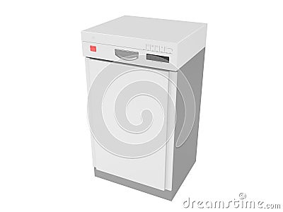 3d render isolated on white background dishwasher Cartoon Illustration