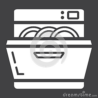 Dishwasher solid icon, kitchen and appliance Vector Illustration