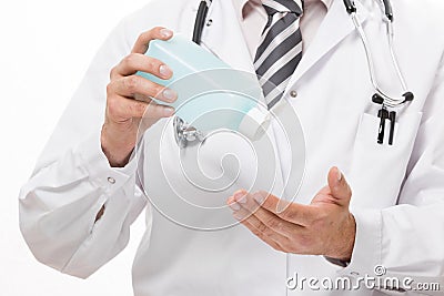 Disinfect hands Stock Photo