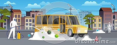 Disinfection of public transport Vector Illustration