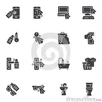 Disinfection related vector icons set Vector Illustration