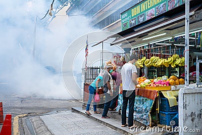 Disinfection of the room. A lot of smoke etching insects Editorial Stock Photo