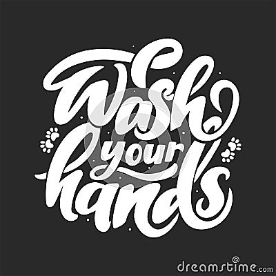 Disinfection, skin care and antibacterial protection lettering wash your hands Cartoon Illustration