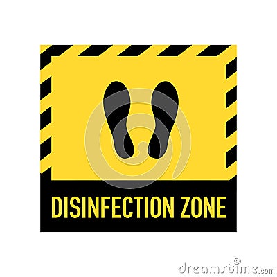 Disinfection zone sign on the floor in flat design on white background. Disinfection mat to clean Covid-19 coronavirus infection o Vector Illustration