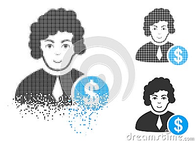 Disintegrating Dotted Halftone Corrupt Judge Icon with Face Vector Illustration