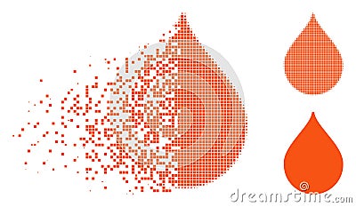 Disintegrating Dotted Halftone Drop Icon Vector Illustration