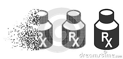 Disintegrating Dotted Halftone Receipt Vial Icon Vector Illustration