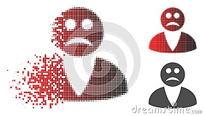 Disintegrating Dotted Halftone Sad User Icon Vector Illustration