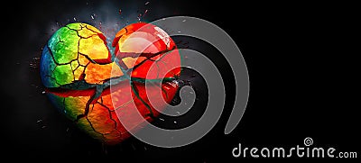 Disintegrating LGBT Heart: Symbol of Unity and Strength - Generative AI Cartoon Illustration