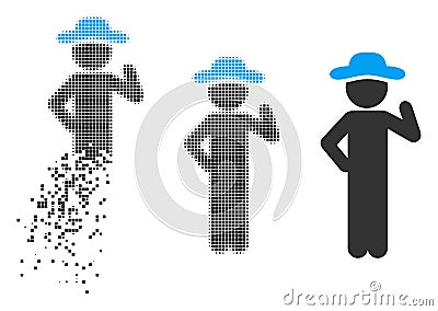 Disintegrating Pixel Halftone Gentleman Proposal Icon Vector Illustration