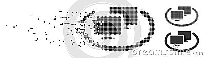 Disintegrating Pixel Halftone Intranet Computers Icon Vector Illustration