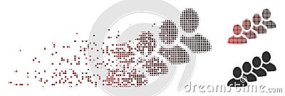 Disintegrating Pixel Halftone User Queue Icon Vector Illustration