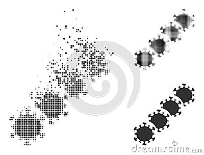 Disintegrating Pixel and Original Virus Blockchain Icon Vector Illustration