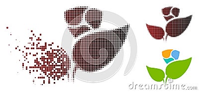 Disintegrating Pixelated Halftone NEM Startup Sprout Icon Vector Illustration