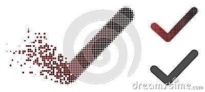 Disintegrating Pixelated Halftone OK Tick Icon Vector Illustration