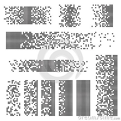 Disintegration Effect Different Types Shape Set. Vector Vector Illustration