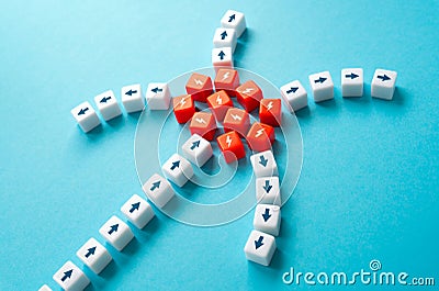 Disintegration, search for an option to continue work. Blocking, it is impossible to move on without resolving current problems. Stock Photo