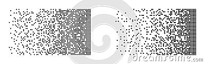 Disintegration set. Big data visualization. Machine Learning technology. White and black pixel mosaic. Future technology Vector Illustration