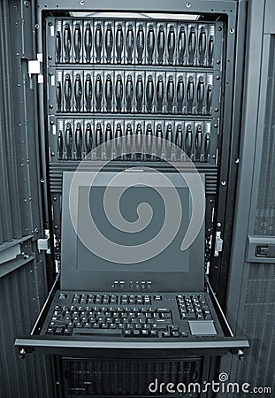 Disk Array and Server Control Station Stock Photo