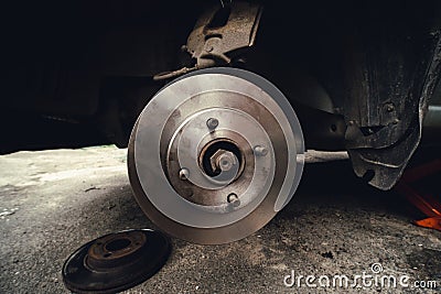 Disk brake and car service concept - Vehicle brake pad replacement service. do it yourself, myself. New detail pards Stock Photo