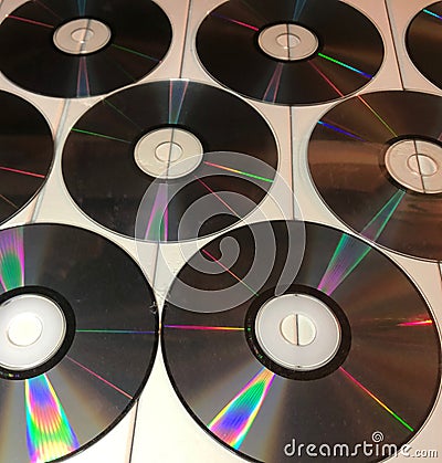disk dispersion refraction reflection of light colors texture on white background Stock Photo
