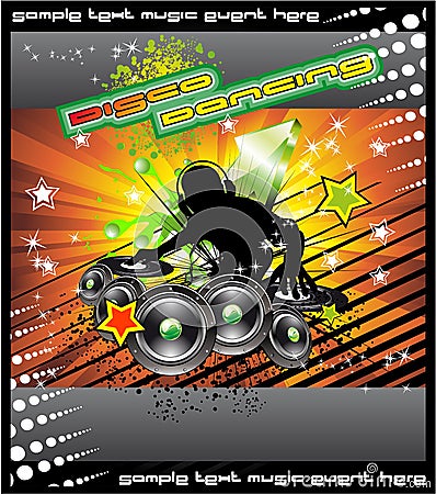 Disk Jockey Music Background Vector Illustration