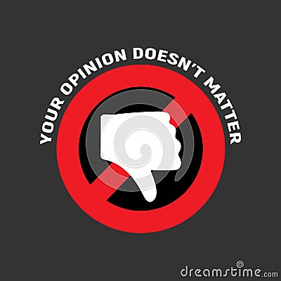 dislike sign with slogan concept of cancellation of dislikes in social media and Vector Illustration