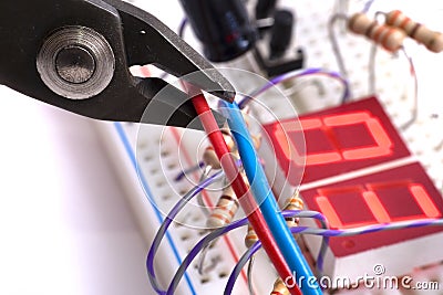 Dismantling electronic bomb Stock Photo