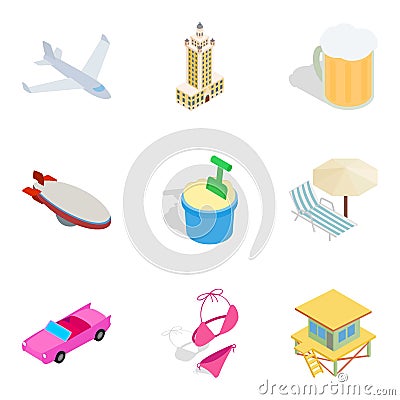 Dismiss icons set, isometric style Vector Illustration