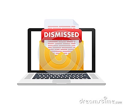 Dismissal document, dismissed stamp. Getting fired. Vector stock illustration. Vector Illustration