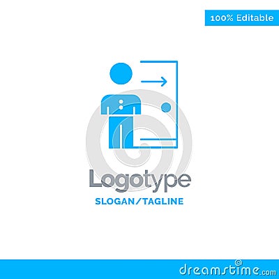 Dismissal, Employee, Exit, Job, Layoff, Person, Personal Blue Solid Logo Template. Place for Tagline Vector Illustration