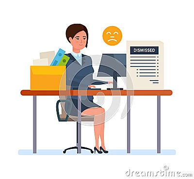 Dismissal from work. Unemployment, crisis, jobless and employee job reduction. Vector Illustration