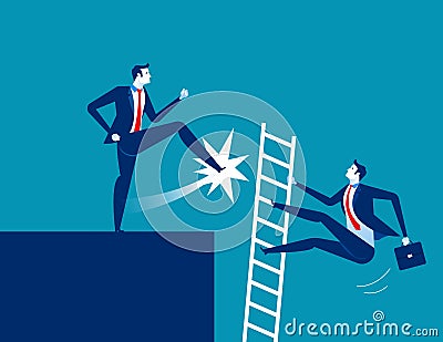 Dismission. Businessman kick away. Concept business vector illus Vector Illustration