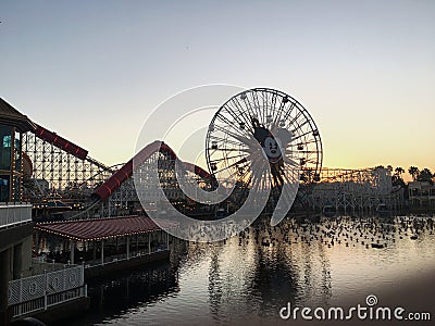 Disney California Adventure Park, USA, December 13, 2022: Ferris Wheel at Pixar Pier Editorial Stock Photo