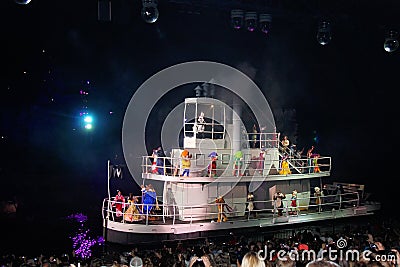 Disney Characters Close the Show with Steamboat Willie Mickey Mouse Fantasmic! Editorial Stock Photo