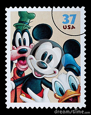 Disney Characters Postage Stamp Editorial Stock Photo
