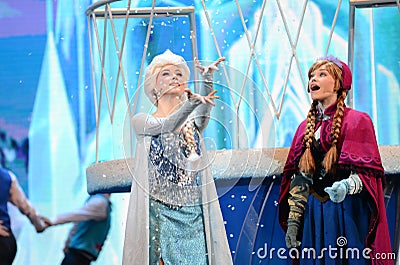 Disney Frozen Princess Elsa and Anna Editorial Stock Photo