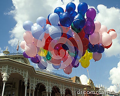 Disney Magic Kingdom Balloons in Liberty Square Editorial Stock Photo