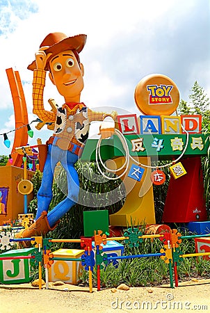 Disney pixar toy story woody at disneyland hong kong Editorial Stock Photo