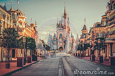 Disney`s Cinderella Castle 50 Anniversary Editorial Stock Photo