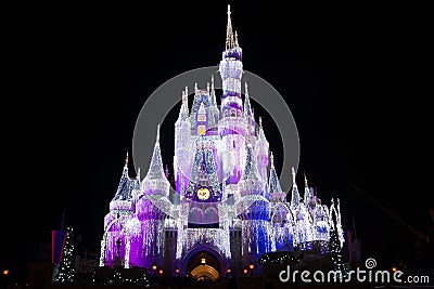 Disney World Castle at Christmas Editorial Stock Photo